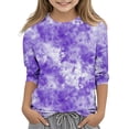thumbnail image 3 of Plebaso Chemises Teinture sur Nœuds pour Garçons Filles Manches 3/4 Blouses Décontractées Col Rond Enfants Mode 2025 Hauts, 3 of 5
