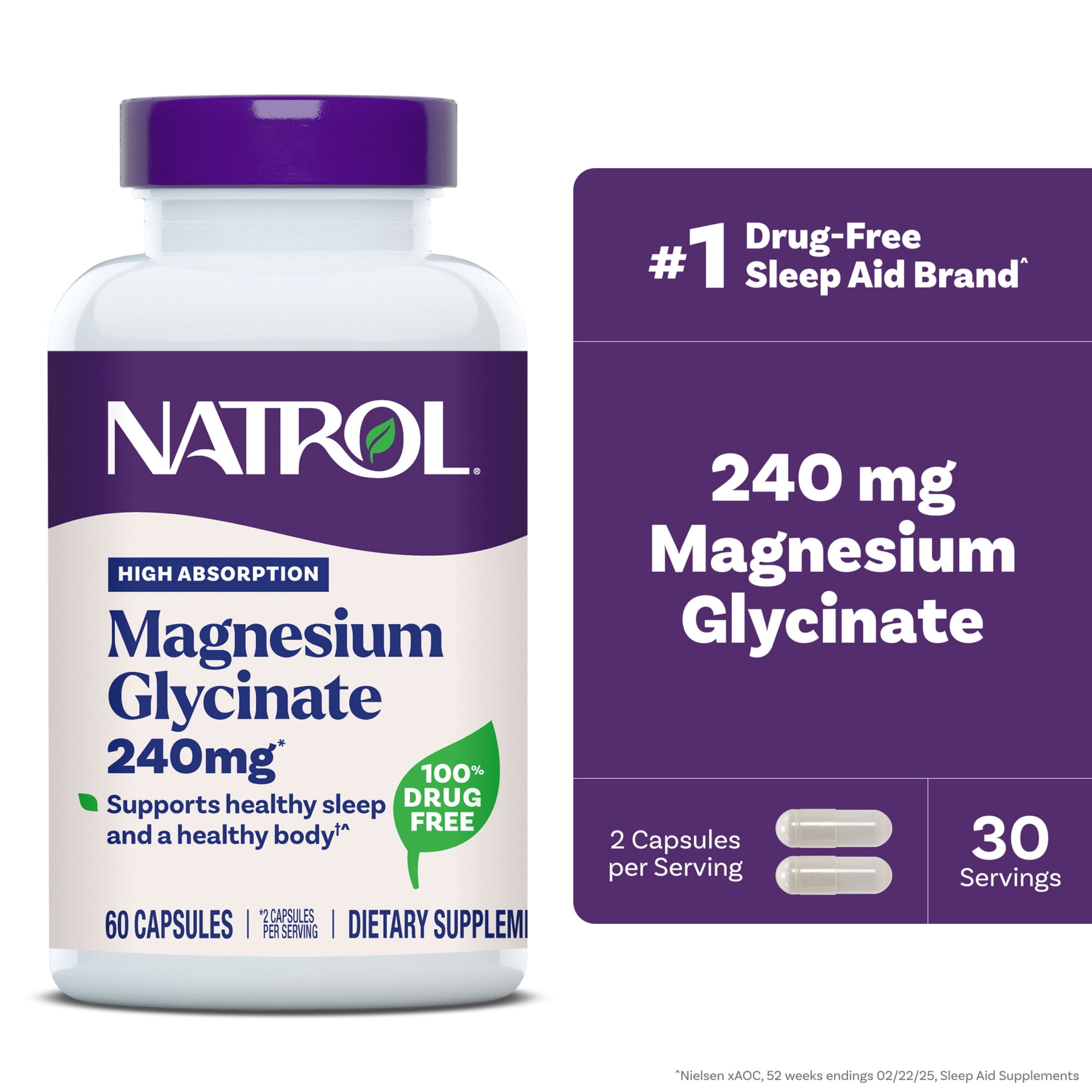 Natrol High Absorption Magnesium Glycinate 240 mg, 60 Capsules
