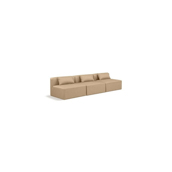Meridian Furniture Cube Tan Vegan Leather 3-Pc. Modular Sofa
