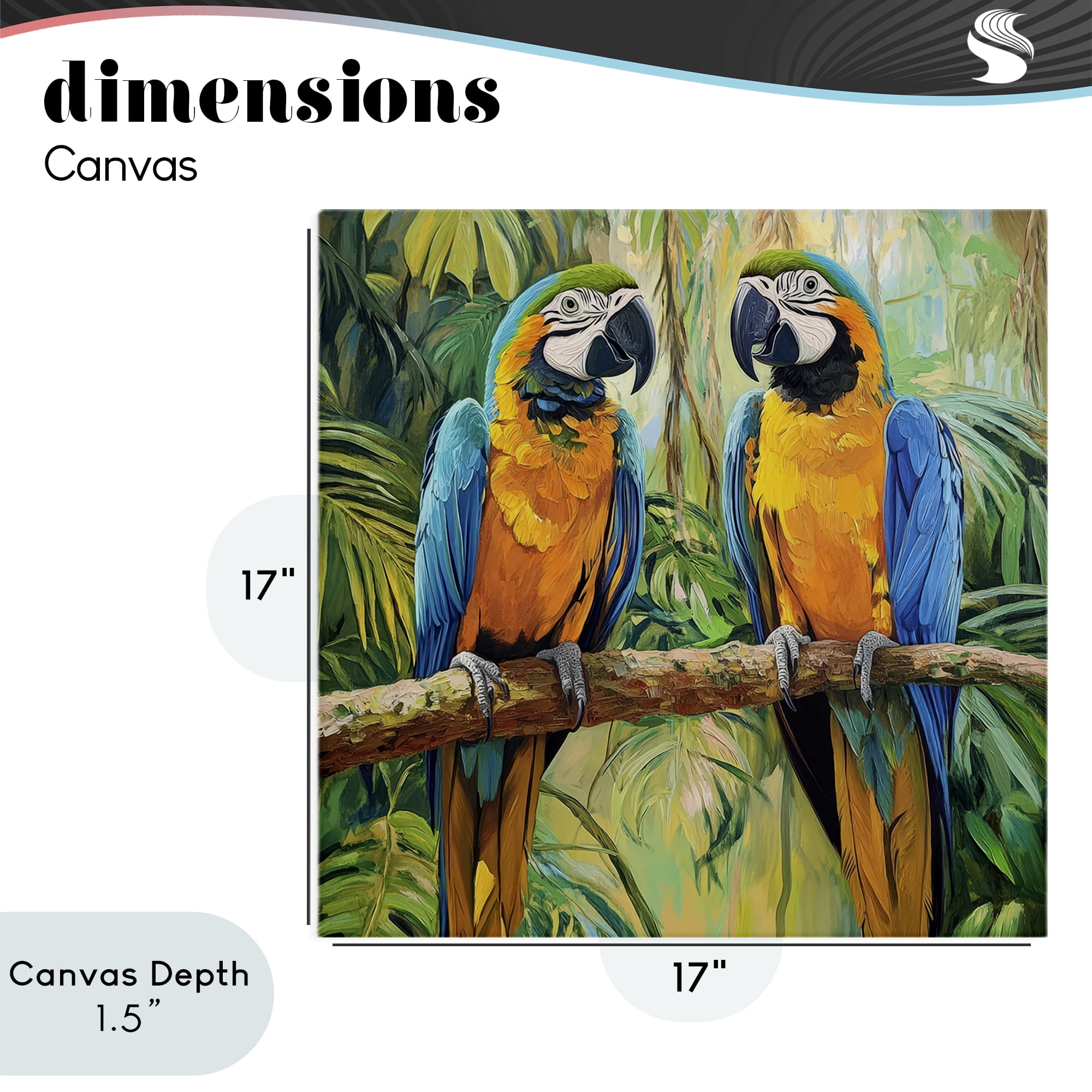 Stupell Industries Two Macaws Among Foliage Canvas Wall Art, design by Petal Prints Design