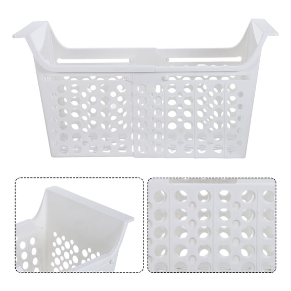 LOLIPPYY Expandable Wire Basket Organizer Bin for Chest Freezer, Refrigerator Storage, Adjustable White Container