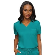 Med Couture Touch Women’s Chest Pocket Tuck in Top, Teal, Small