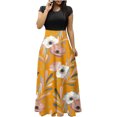 thumbnail image 2 of Empire Waist Dresses for Women 2023 Short Sleeve Crewneck Floral Maxi Long Dress Summer Fashion Casual Sun Boho Dresses, 2 of 6