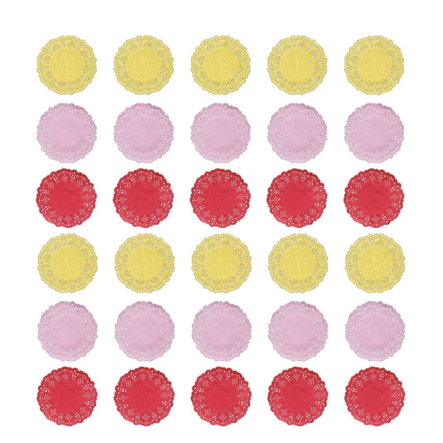 300 servilletas de papel desechables redondas de colores que absorben el aceite, ideales para cajas de pasteles y embalajes (rojo, rosa y amarillo, 100 unidades por color)