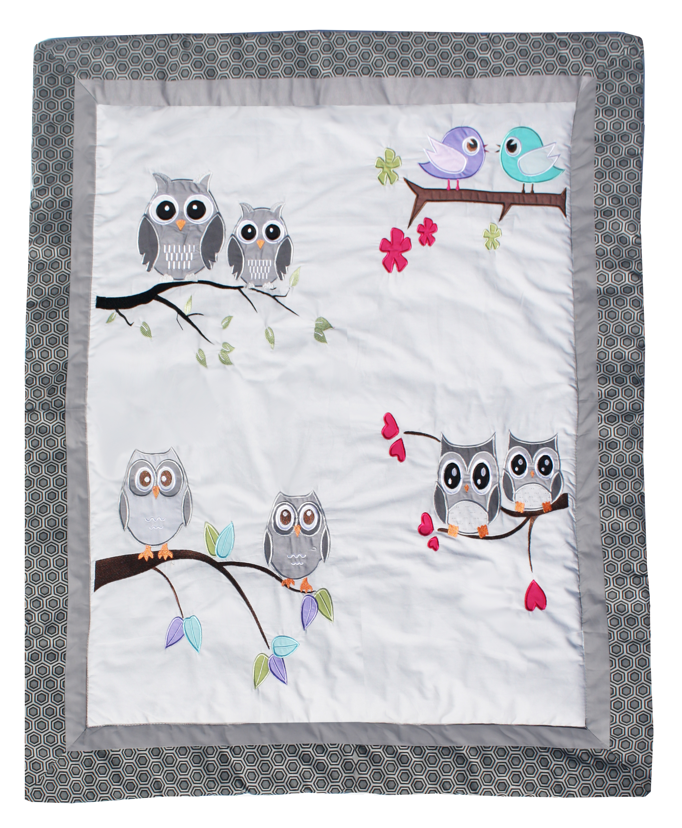 BabyFad Owl Grey 9 Piece Crib Bedding Set - image 3 of 6