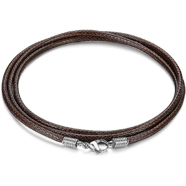 Collar de cordón de cuero con cierre, collar de cuerda trenzada de 16 a 24 pulgadas para hombres y mujeres, cierre de acero inoxidable 316l, collar de cordón de cuero negro de 2 mm, marrón - 18 pulgad