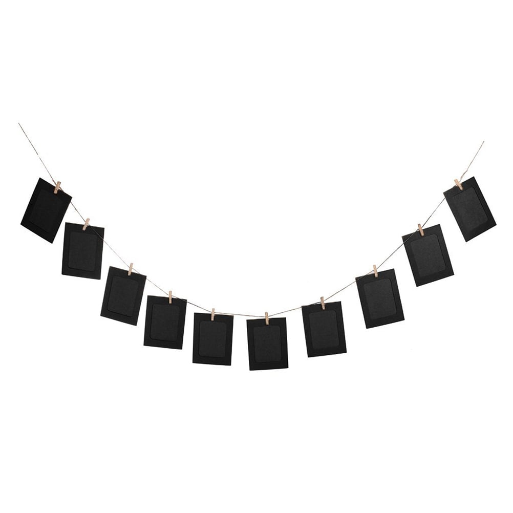 10x Black Hanging Paper Photo Frame Album Picture Display Clips Rope Decor