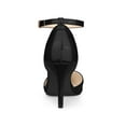 thumbnail image 4 of BLISSFUL STEP Women's Pointy Toe Ankle Strap Stiletto Heels Pumps Black 8, 4 of 8