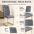 thumbnail image 5 of JUFU Set of 6 Gray Faux Leather Dining Chairs with Gold Legs, Modern High Back Armless Chairs for Kitchen or Dining Room, 5 of 7