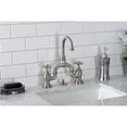 thumbnail image 4 of Kingston Brass KS7998AX English Country Bridge Bathroom Faucet with Brass Pop-up, Brushed Nickel, 4 of 7