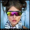 thumbnail image 2 of 80s Half Rim Narrow Rectangle Shield Retro Plastic Sport Plastic Sunglasses All Black, 2 of 8