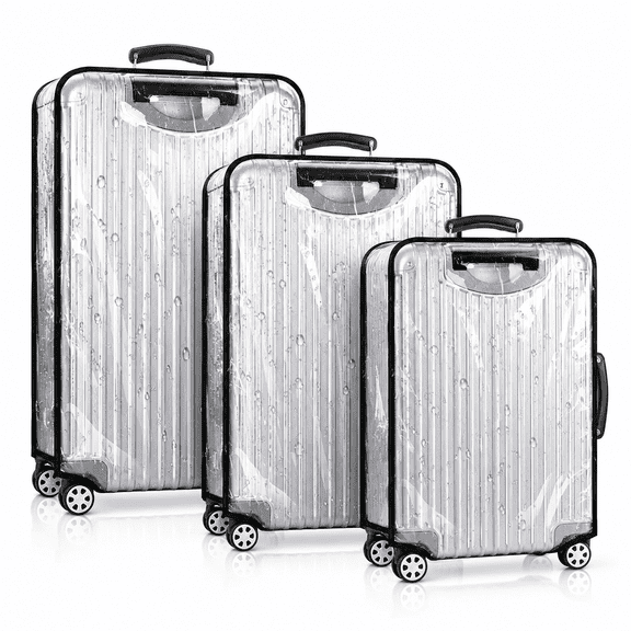3 PCS Luggage Covers for Suitcase,Clear PVC Luggage Cover Protectors - Transparent Waterproof Suitcase Sleeve for 20" 24" 28" Wheeled Suitcases