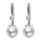 thumbnail image 1 of Pendientes colgantes de perlas reales de agua dulce blancas para mujer, pendientes de perlas con circonita cúbica, plata de ley 925, perlas cultivadas auténticas JM, 1 of 5