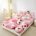 thumbnail image 4 of Manfei Cartoon Cow Child Bed Sheets, Kawaii Pink Strawberry King Sheets, Princess Cute Ribbon Sheet Set, Super Cozy Room Decor, 4-Piece, 4 of 7