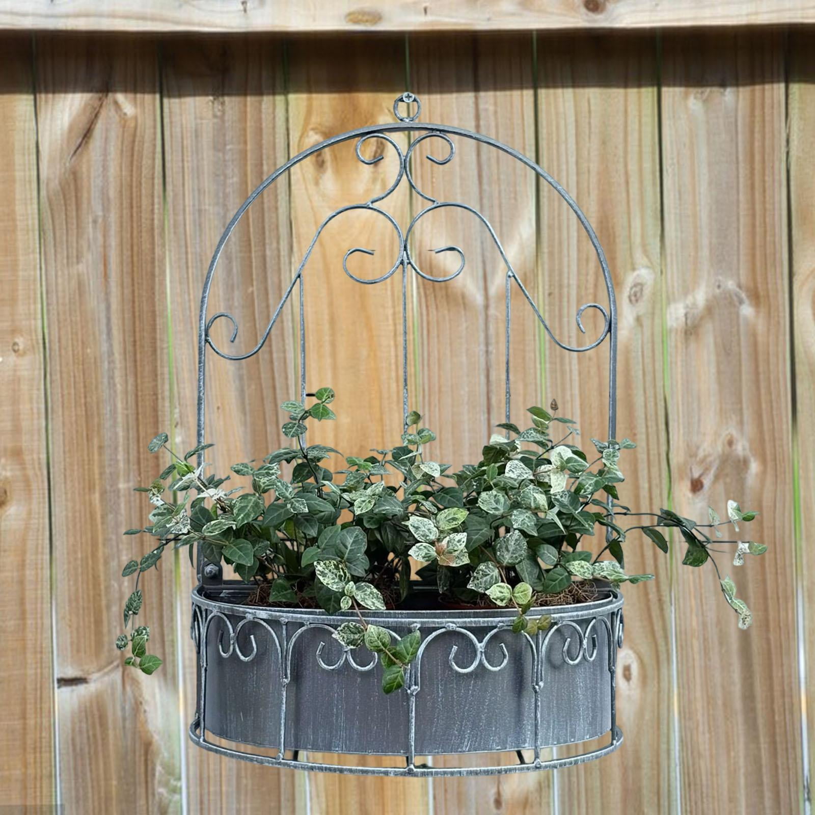 Metal Hanging Garden Decor Window Shape Hanging Flower Pot Iron Build for Balcony Patio Outdoor Spaces