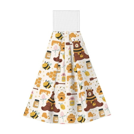 

Coaee Cute Bee Honey Jar Hive Bear for Fast Absorbent Hanging Towels with Velcro for Kitchen Bathroom Laundryroom