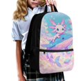 thumbnail image 2 of Jeiento Axolotl 17 Inch Kids Backpack Set of 5 Cute Lightweight Breathable Girls School Bag with Lunch Bag, Pencil Case and Bookmarks for 9-12 Years Old, 2 of 8