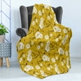 thumbnail image 4 of Hawaii Soft Flannel Fleece Throw Blanket, Floral Vintage Pattern of Pure Flowers Spring Blossoms, Cozy Plush for Indoor and Outdoor Use, 50" x 70", Earth Yellow Umber, by Ambesonne, 4 of 5