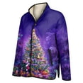 thumbnail image 4 of Women's Christmas Print High-Neck Padded Long Sleeve Button-Up Cotton Coat for Winter Holiday Fashion and Warm Outerwear,Purple,2XL, 4 of 5