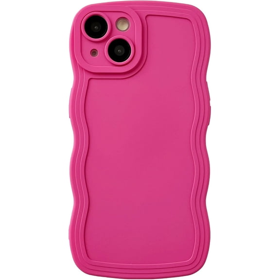 for iPhone 13 Case, Solid Color Curly Wave Frame Soft Compatible with iPhone Case (Red,iPhone 13)