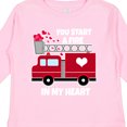thumbnail image 4 of Inktastic Valentine Fire Truck White and Pink Hearts Boys or Girls Long Sleeve Toddler T-Shirt, 4 of 5