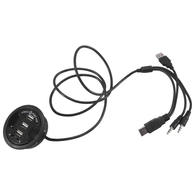 USB Hub USB 2.0 Desktop Grommet USB 2.0 Hub Audio Desk Mount Adapter 3 Port Mount in Desk Multi USB 2.0 Ports