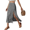 thumbnail image 2 of MLDRA Skirts For Women Floral High Waist Maxi Skirt Summer Beach A Line Split Thigh Long Skirts, 2 of 7