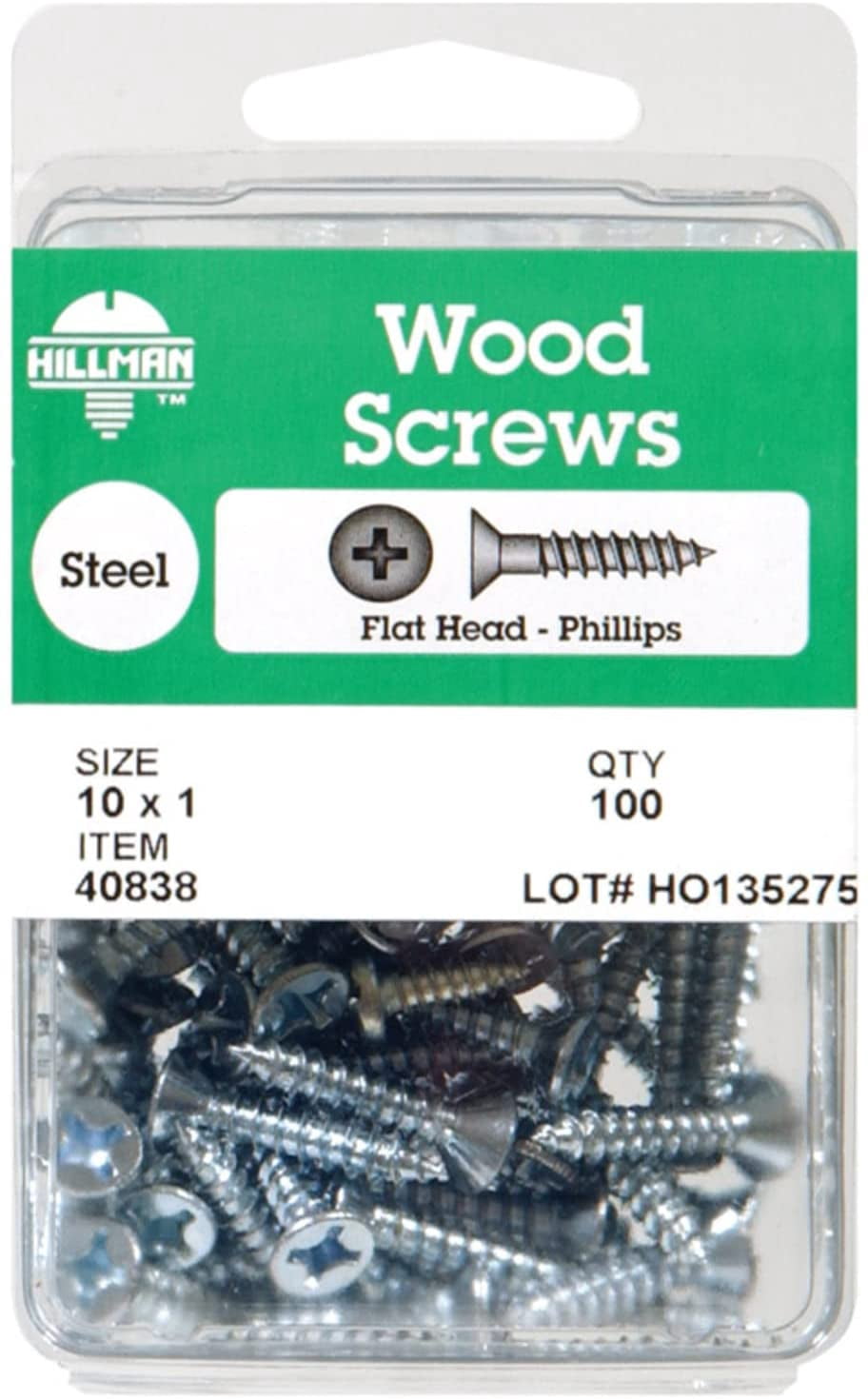 Hillman Wood Screws No. 8 X 1-1/4 " Phillips Flat Head Pack of 5