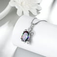 thumbnail image 4 of Juwaliy Turtle Collar Arco Iris Místico Topacio Collares 925 Sterling Silver Dije Joyería de Cristal Mujeres Hija Esposa Madre Navidad Regalos de Cumpleaños para Ella, 4 of 8