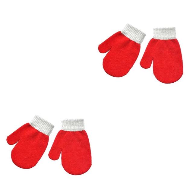 Minnieouse 1 par de manoplas para niños Calentadores de manos Manoplas para niños pequeños para exteriores Rojo brillante Rojo brillante 2Conjunto