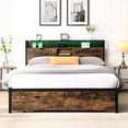 thumbnail image 2 of Queen Bed Frame with LED Lights, Remote & Under - bed Drawers / Charge Electronics, Store Clothes, 600 LBS Limit, 2 of 2