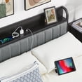 thumbnail image 4 of VECELO Queen Size Bed Frame with Charging Station, Upholstered Platform Bed Frame with Storage Headboard, Metal Slats Supports Mattress Foundation, No Box Spring Needed, Gray, 4 of 7