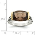 thumbnail image 4 of 14K Two-Tone Gold Ring Band Gemstone Yellow Smoky Quartz Cushion Brown, 4 of 5