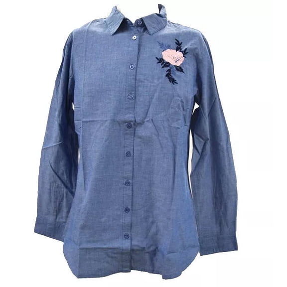 The Skyline Collection Women's Embroidered Denim Shirt in Blue - XL