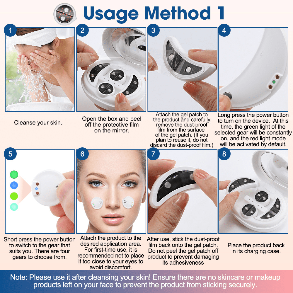 Red light eye massager, EMS Microcurrent, and Heat, Cordless Rejuvenation Device for At-Home Spa and Skincare Routines