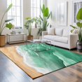 thumbnail image 3 of Large Area Rugs 6'x9', Green Coastal Beach Carpet Runner Indoor Outdoor Rugs Home Decor Aesthetic, Summer Nautical Ocean Beige Seaside Non Slip Mats Washable Accent Rug for Living Room Bedroom, 3 of 8