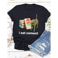 thumbnail image 2 of Funny Cat & Book Print T-shirt, Casual Crew Neck Short Sleeve Top For Spring & Summer, Women's Clothing Tee Tee For Adult, Men, Women, Teen, Teenager, Adolescent, Youth, 2 of 8