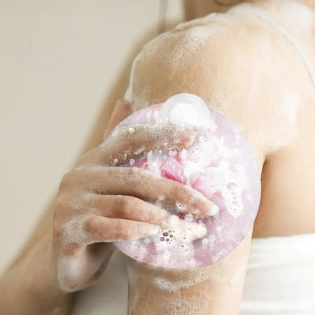 Suction Cup Bath Scrubber Wall-Mounted Body Sponge Resilient Foaming Loofah Exfoliating Personal Care Accessory Travel Friendly