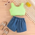 thumbnail image 3 of LAPAKIDS Baby Girls Summer Clothes 6-9 Months Sleeveless Tank Top & Ruffle Denim Shorts 2Pcs Casual Outfits, 3 of 7