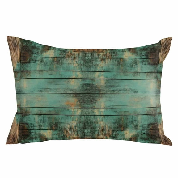 Vintage Teal Brown Plank Throw Pillow Cover 20 x 26 Inch Decorative Pillow Cover Retro Shabby Wooden Grain Lumbar Pillowcase Seasonal Rectangle Cushion Case for Couch Sofa Bed Living Room