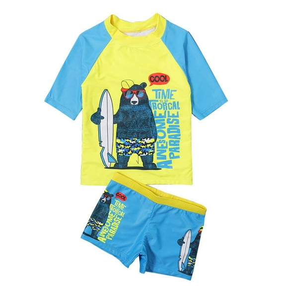 GYRATEDREAM Toddler Boys Swimsuit Surfing Short Sleeve Rash Guard Swim Shirt & Swim Trunks Bathing Suit Swimwear for 2-6 Years