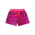 thumbnail image 3 of iiniim Girls Boys Sequins Dance Shorts with Bowknot Training Gymnastics Hip Hop Rave A Hot Pink 7-8, 3 of 7