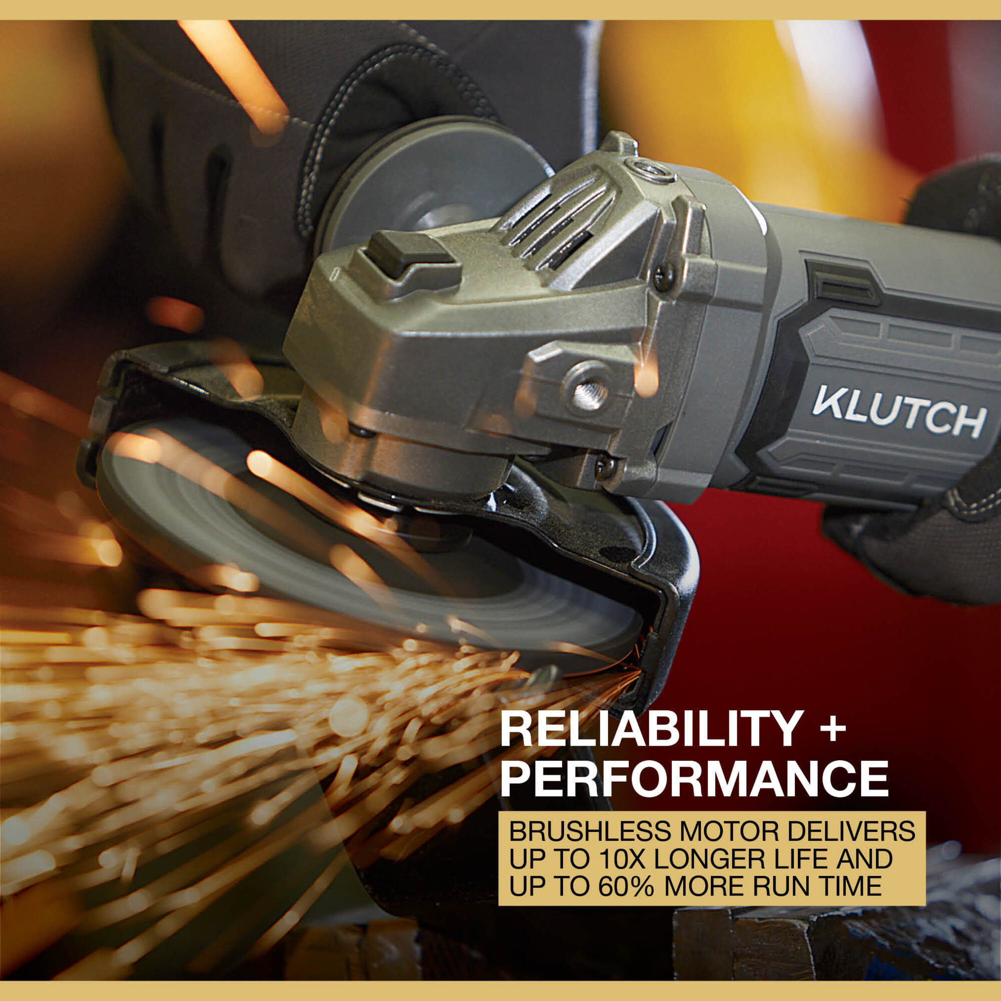 Klutch 4-1/2in./5in. Angle Grinder, KLiQ 20V, Paddle Switch, 8500 RPM, Brushless, Cordless, Bare Tool