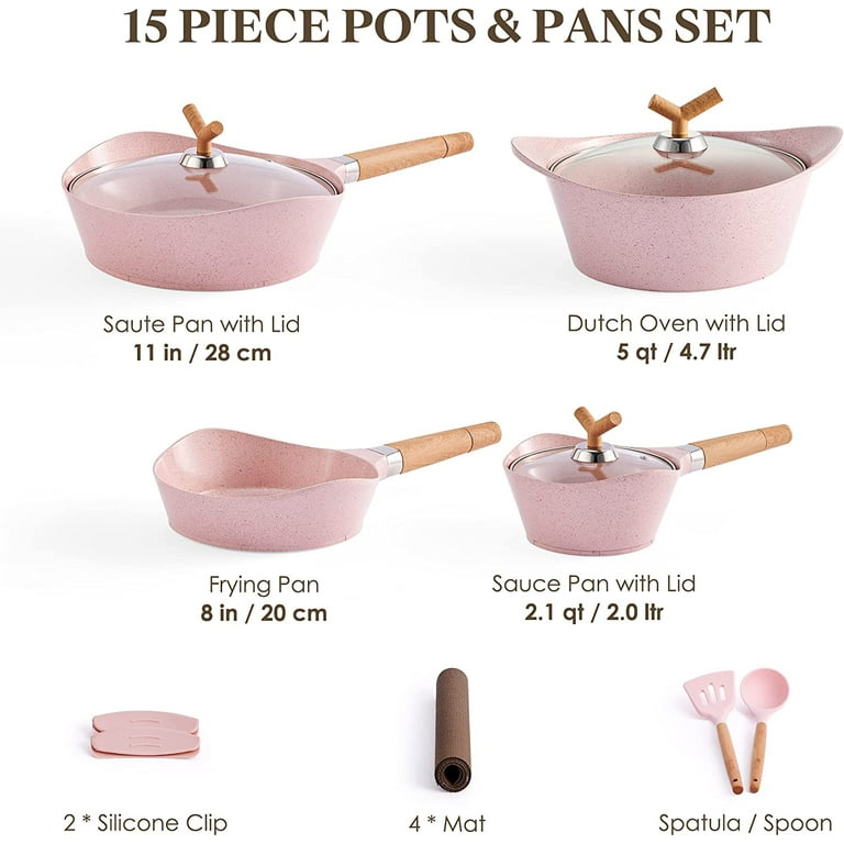  KJNS Nonstick Kitchen Cookware Pots & Pans Set - 15