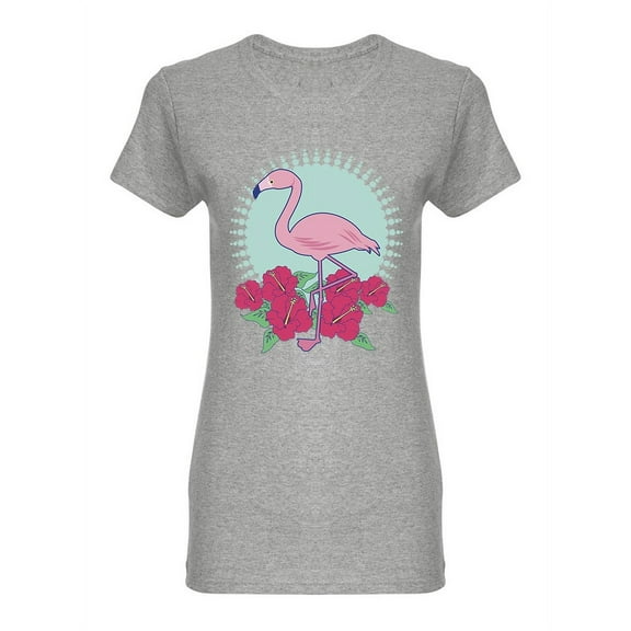 Flamingo With Roses Shaped T-Shirt Women -Image by Shutterstock, Female Large