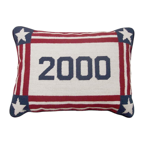 Two Thousand Needlepoint Accent Throw Pillow