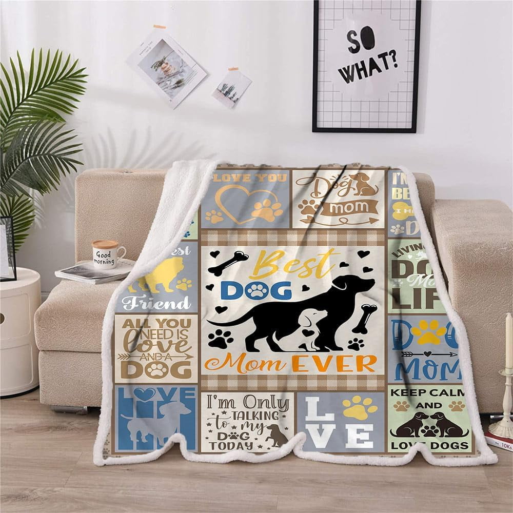 Dog Mom Gifts for Women, Gifts for Dog Moms, Dog Lovers Gifts for Women, Dog Mom Gift for Christmas Mothers Day, Best Dog Mom Birthday Blanket 60 x 50 (zjm154,50"x 60")