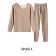 thumbnail image 4 of Jumpingount Ropa interior térmica para mujer, 2 uds., cálida, suave, agradable a la piel, capa base, vestido cálido, ropa de invierno colorida, pintura conjuntos de ropa Caqui L Jumpingount AP013391-17, 4 of 6