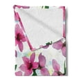 thumbnail image 2 of Floral Soft Flannel Fleece Throw Blanket, Vivid Cherry Blossom Sakura Petals Botany Essence Watercolor Artwork, Cozy Plush for Indoor and Outdoor Use, 60" x 80", Fuchsia Yellow, by Ambesonne, 2 of 5