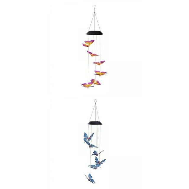 2 paquetes de campanas de viento de mariposa HLED iluminan la energía que cambia de color
